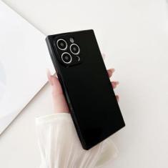 Imagem de Capa de telefone quadrada de silicone macio TPU de cor sólida para iPhone 15 14 13 12 Mini 11 Pro Max XS X XR 7 8 Plus SE Capa traseira à prova de choque, preta, para iPhone 14Pro Max