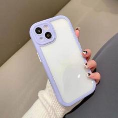 Imagem de Capa de telefone de silicone com borda de cor doce para iPhone 14Pro Max 11 12 13 Tampa traseira de proteção transparente transparente, roxa, para iphone 13pro