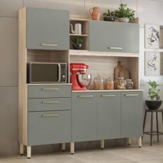 Imagem de Cozinha Compacta Select 6 Portas 2 Gavetas Avena/Menta - Demóbile - De