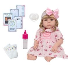 Imagem de Boneca Reborn Loira Vestido Coroa Enxoval Envio Imediato - Cegonha Reb