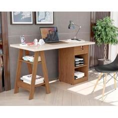 Imagem de ESCRIVANINHA CAVALETE PARA COMPUTADOR/ESTUDOS -BALI - OFF-WHITE/CANELA