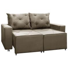 Imagem de Sofá Retrátil E Reclinável 2 Lugares Bariloche 1.50cm c/ Molas - Veludo Marrom Castor