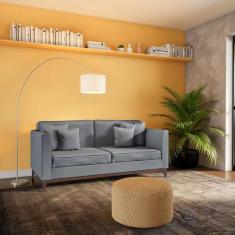 Imagem de Sofá 2 Lugares Bélgica Base De Madeira Linho Cotton Cinza - Mobly