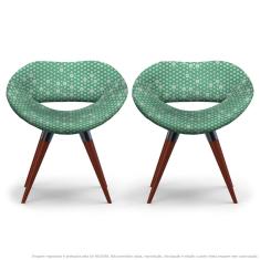 Imagem de Kit 2 Cadeiras Beijo Colmeia Verde Poltrona Decorativa Com Base Fixa