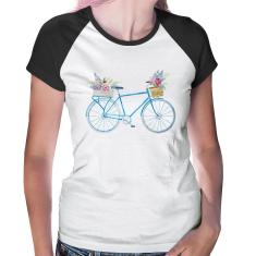 Imagem de Baby Look Raglan Bicicleta E Flores - Foca Na Moda