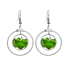 Imagem de Brincos de argola com pingente de coração da Irlanda do Dia de São Patrício