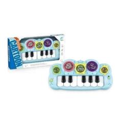 Imagem de Brinquedo Teclado Infantil 12 Teclas Interativa Com Som E Luz Azul - T