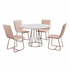 Imagem de Conjunto Sala de Jantar Rubi  com 4 Cadeiras Estrutura Metal Cobre