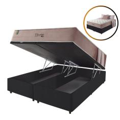 Imagem de Cama Box Baú King Preto + Colchão Molas Charlotte Gel 193cm
