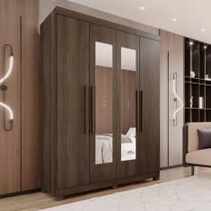 Imagem de Guarda-Roupa 4 Portas 3 Gavetas Com Espelho Com Pés New Malibu Espress