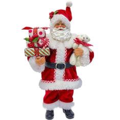 Imagem de Boneco Papai Noel Tradicional Coleção Presente Ursinho 30cm - Genérico