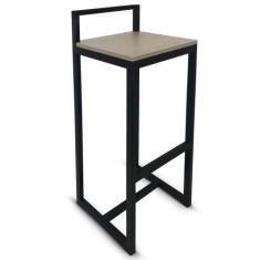 Imagem de Banqueta Banco Alto Londres Com Encosto Industrial Cozinha Preto e Jad