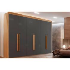 Imagem de Guarda Roupa Casal 6 Portas e 6 Gavetas Creta Naturale/Grafite - Rufato