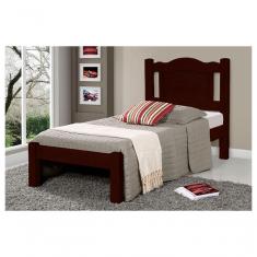 Imagem de Cama de Solteiro Paris de Madeira Maciça Tauari Mogno