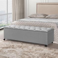 Imagem de Recamier Baú Com Rodízios Cancun 1,50m Linho Cinza - Cinza