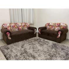 Imagem de Sofá 2 E 3 Lugares Marrom Com Floral 603/66 Viena - Alpoim