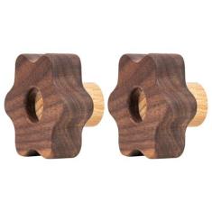 Imagem de Xisakaca 2 maçanetas de armário de madeira natural, puxadores de gaveta de madeira de formato redondo de 5 cm de diâmetro para portas de armários, puxadores de cômoda e gavetas, maçaneta de porta de