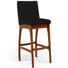 Imagem de Banqueta Alta Cozinha De Jantar Fixa Mila B04 Suede Preto