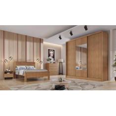 Imagem de Guarda Roupa Casal Com Espelho 3 Portas 8 Gavetas - Medelim-Cumaru - M