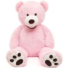 Imagem de MorisMos Urso de Pelúcia Gigante com Grandes Pegadas Big Teddy Bear Pelúcia Animais Recheados (Rosa, 51 polegadas)