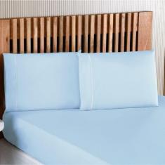 Imagem de Jogo De Lençol Casal Padrão Percal 200 Fios 3 Peças - Azul