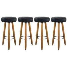 Imagem de Kit 04 Bancos Alto Camila Espuma Decorativa Para Balcão Bistrô Cinza G