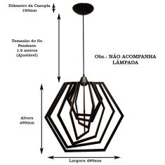Imagem de Luminária Pendente Teto Sala Cozinha Moderno Hexagonal 