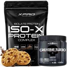 Imagem de Kit Whey Islado Iso-X Refil 900G + Creatina Turbo Black Skull 150G - X