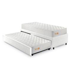 Imagem de Bicama Box Solteiro Revestimento Sintético Branco 88x188 com Dois Colc