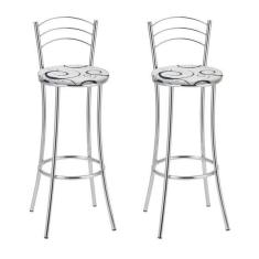Imagem de Kit 2 Banquetas Cromadas Bc26-a E523 Cromado/branco