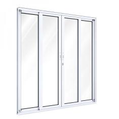 Imagem de Porta de Alumínio Balcão 215x200 4 folhas com Vidro Liso Riobras Alumínios Branco