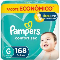Imagem de Fralda Pampers Confort Sec Tamanho G 168 Unidades Peso Indicado 9 - 13kg