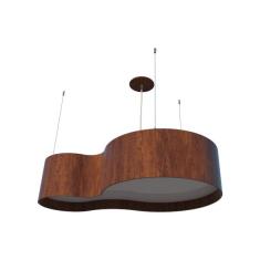 Imagem de Lustre Pendente Semi Cilíndrico 75Cm Em Madeira Imbuia