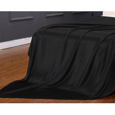 Imagem de Lençol Superior Avulso Casal Padrão Cetim Seda Preto Brilho