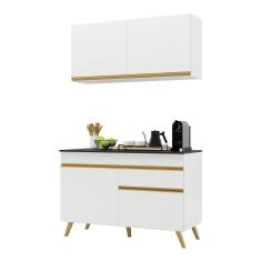Imagem de Armário De Cozinha Compacta 120cm V3687 Branco Dourado