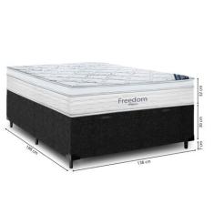 Imagem de Cama Box Baú Suede Preto + Colchão Freedom Ortobom Casal