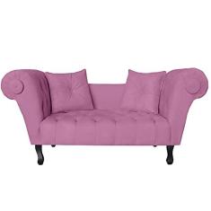 Imagem de Recamier Divã Namoradeira Dubai Capitonê Suede Rosa - DS Estofados