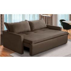 Imagem de Sofá Sem Caixa Retrátil e Reclinável 1,85m com Molas Kiara Suede Marrom Adonai Estofados