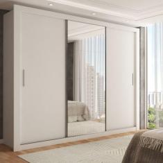 Imagem de Guarda-Roupa Casal Melissa 3 Portas com Espelho Branco - Panorama Móveis