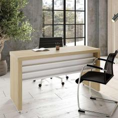 Imagem de escrivaninha tebis carvalho e branca 136 cm