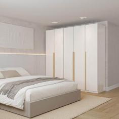 Imagem de Guarda-roupa Modulado 3 Peças 5 Portas Jade Cabecasa Madeiramadeira Branco Fosco