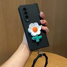 Imagem de Bonita flor 3D rígida capa de telefone para PC para Samsung Galaxy Z Fold 4 3 Case protetor de dobradiça pulseira de silicone portátil, Style4, para Samsung Z Fold 3