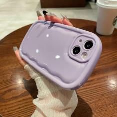 Imagem de Capa de telefone oval de cor doce fofa coreana para iPhone 15 14 13 12 11 Pro Max XS X XR 7 8 Plus SE 3 Capa de amortecedor de almofada de ar brilhante, roxa, para iphone 14
