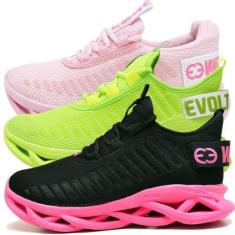 Imagem de Kit 3 Tênis Trança Pink, Verde e Rosa 35