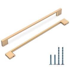 Imagem de KNOKLOCK Pacote com 6 puxadores de armário de cozinha 12,6 polegadas (320 mm) puxadores de armário de cozinha bronze champanhe puxadores de gaveta para armário guarda-roupa