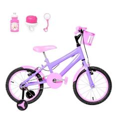 Imagem de Bicicleta Infantil Feminina Aro 16 Alumínio Lilás E Rosa