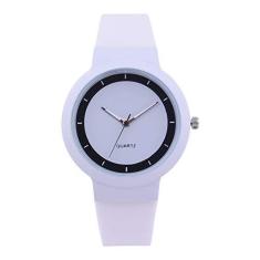 Imagem de Grey990 Relógio de pulso redondo simples, pulseira de silicone macio para meninas estudantes, relógio esportivo analógico de quartzo 