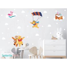 Imagem de Adesivo de parede ursinho pooh tigrão paraquedas leitão
