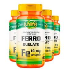Imagem de Ferro Quelato 500mg Unilife 60 Cápsulas 4un