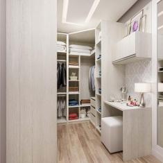 Imagem de Guarda Roupa Em U 6 Peças, Escrivaninha E Basculante Crema